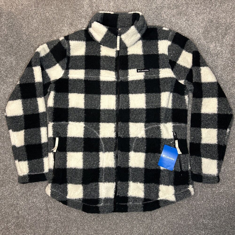 Columbia Fleece Jacket West Bend Full-Zip Women's Size XXL 2XL Check Print New